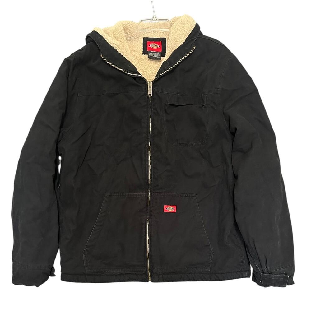 Dickies Duck Canvas Sherpa Lined Hooded Jacket Black Men's XLT Tall Workwear